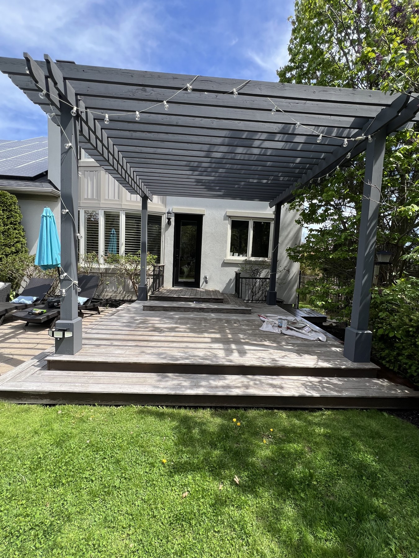 Pergola deck before stain