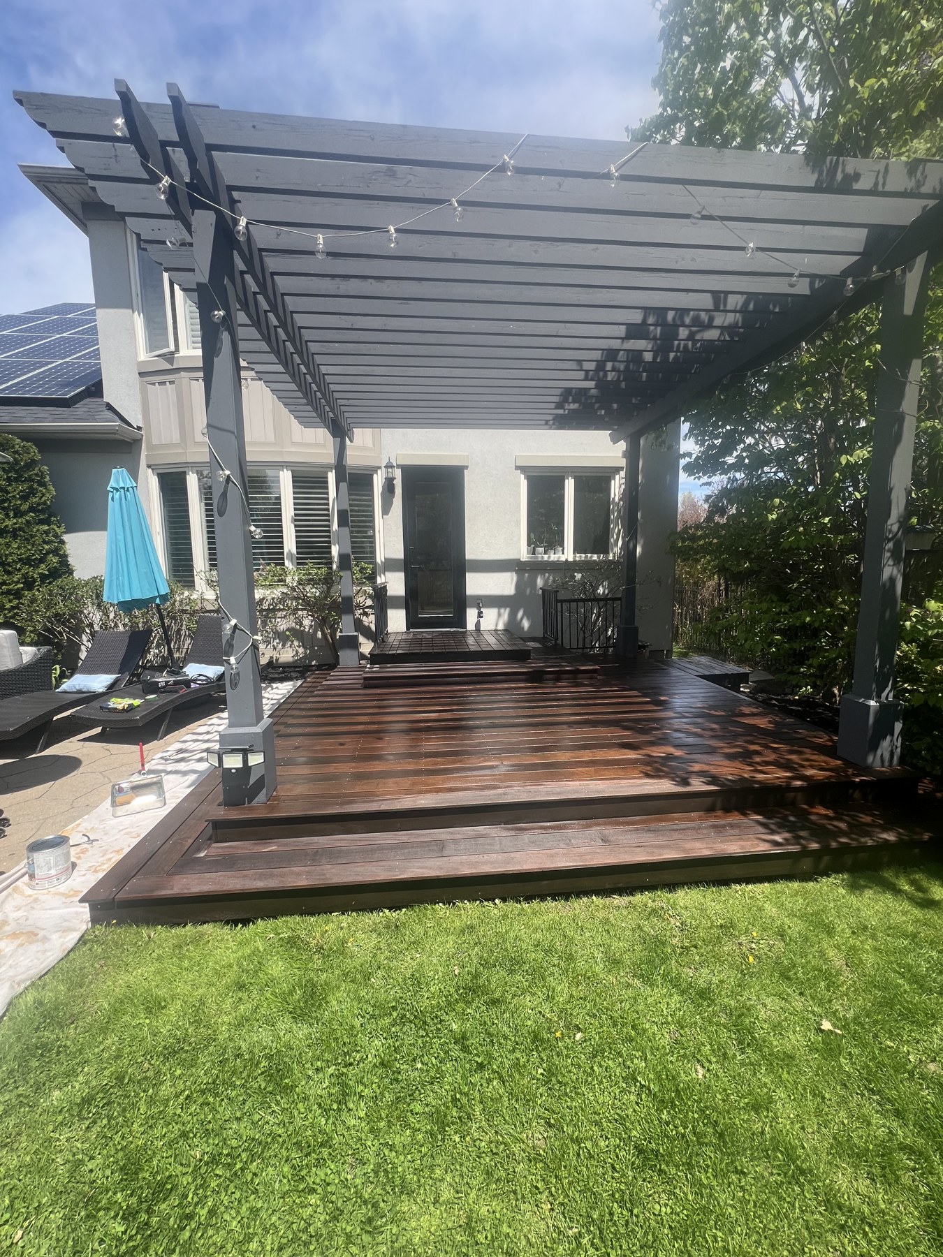 Pergola deck after stain